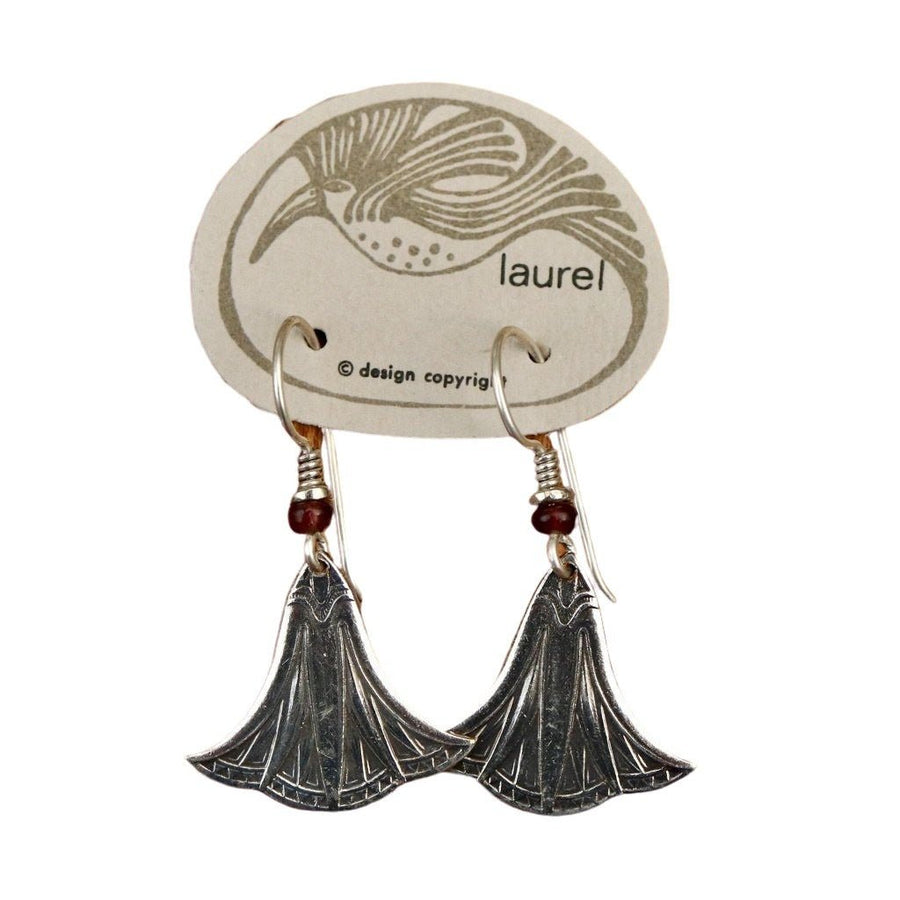 Vintage Laurel Burch Small Nefertiti's Lotus Earring, Silver Plated