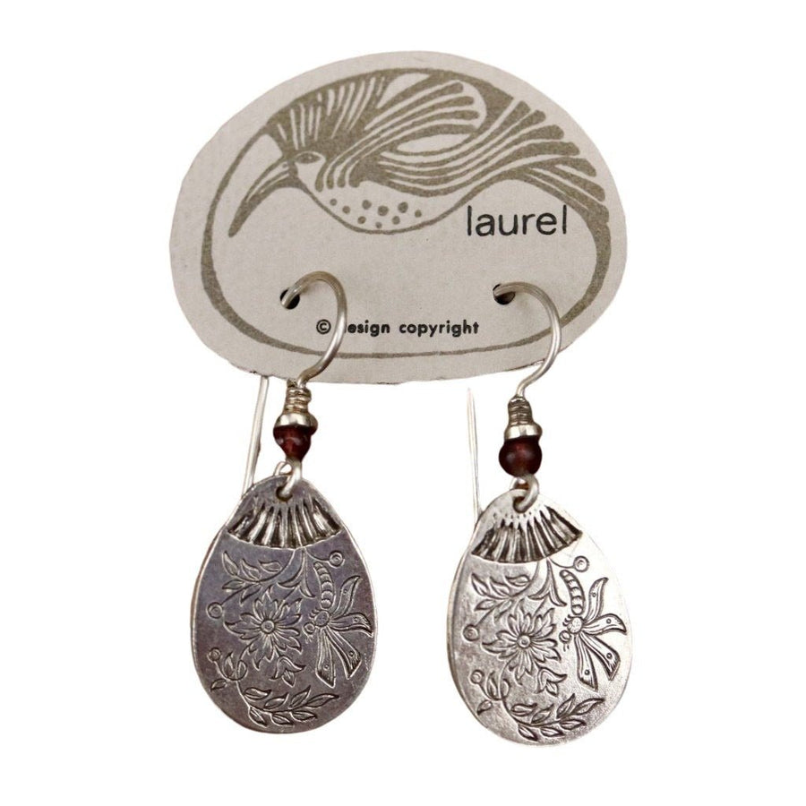 Vintage Laurel Burch Spring Flowers Silver-Plate Earrings