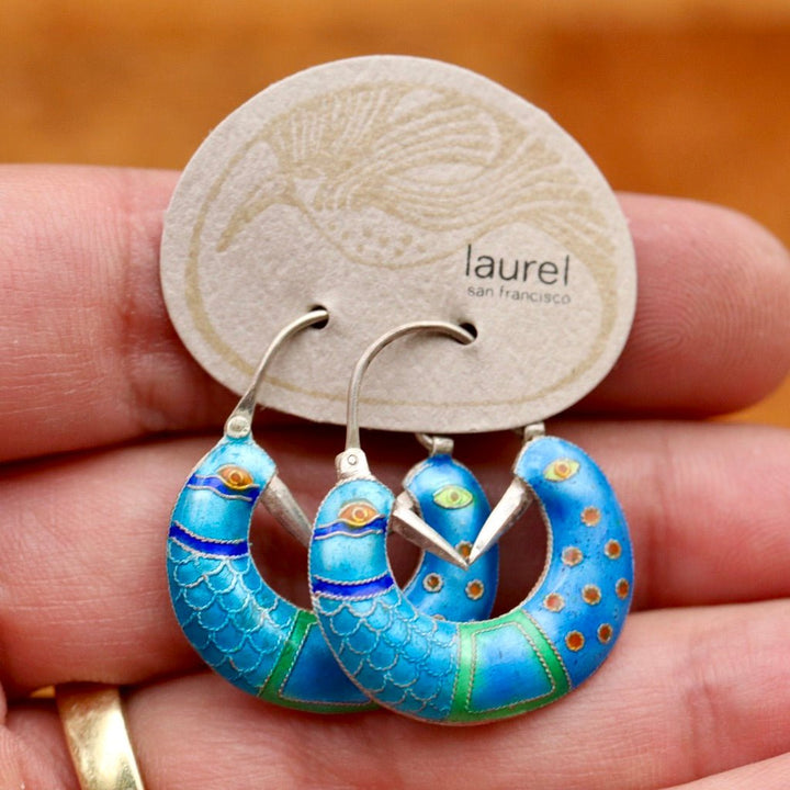 Vintage Laurel Burch Stylized Bird Silver Earrings