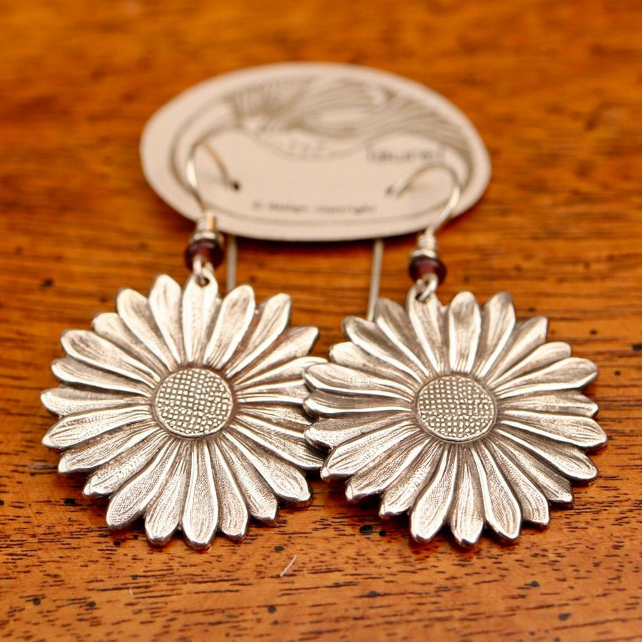 Vintage Laurel Burch Sunflower Silver-Plate Earrings
