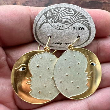 Vintage Laurel Eggshell Moonchild Gold-Vermeil Earrings