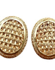 Vintage Laurel Inc. Basket Weave Oval Gold-Plate Earrings