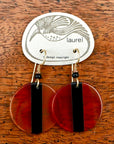 Vintage Laurel inc Carnelian and Black Onyx Round Gold-Plate Dangles