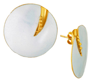 Vintage Laurel Inc Eggshell Flower Gold-Vermeil Earrings