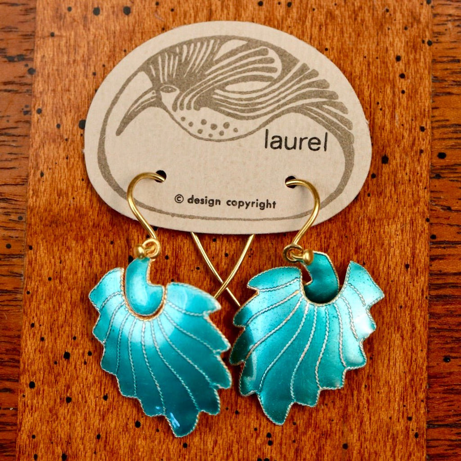 Vintage Laurel Inc Feather Turquoise Gold-Vermeil Dangles