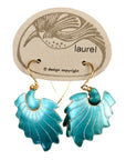 Vintage Laurel Inc Feather Turquoise Gold-Vermeil Dangles