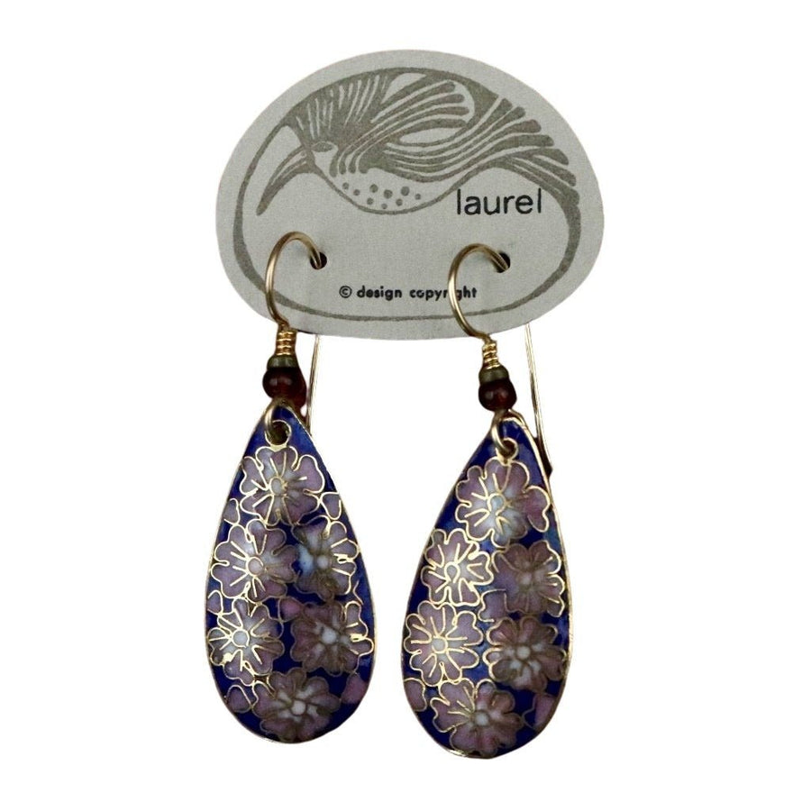 Vintage Laurel Inc Floral Dangle Gold-Vermeil Earrings