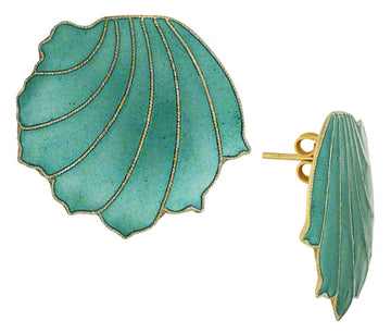 Vintage Laurel Inc Green Shell Gold-Vermeil Earrings