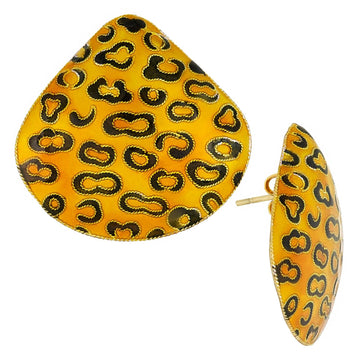 Vintage Laurel Inc Leopard King Gold-Vermeil Earrings