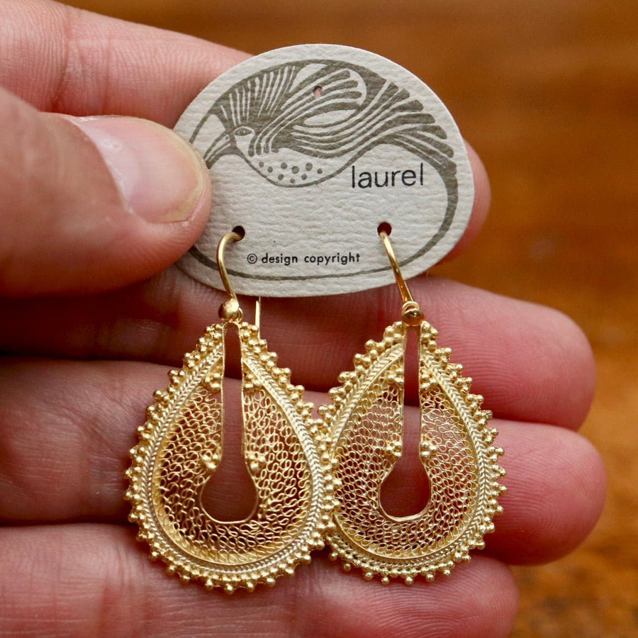 Vintage Laurel Inc Maharaja Gold-Plate Earrings