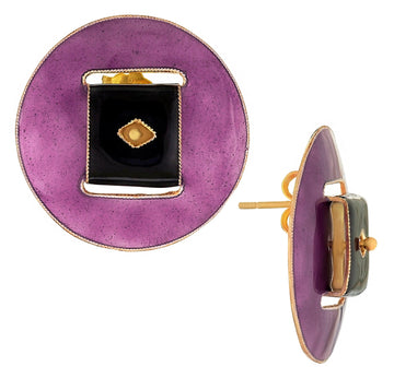 Vintage Laurel Inc Mauve Deco Sphere Gold-Vermeil Earrings