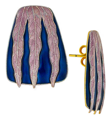 Vintage Laurel Inc Mauve Leaf Gold-Vermeil Earrings