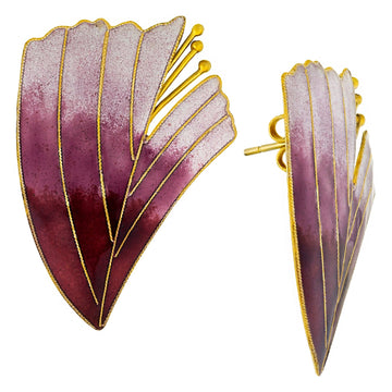 Vintage Laurel Inc Mauve Magnolia Gold-Vermeil Earrings