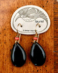 Vintage Laurel inc. Onyx drops, Gold-Plate Earrings