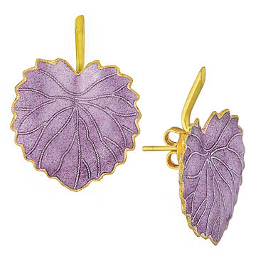 Vintage Laurel Inc Purple Poplar Leaf Gold-Vermeil Earrings