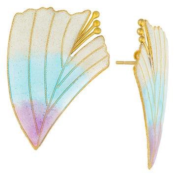 Vintage Laurel Inc Rainbow Magnolia Gold-Vermeil Earrings