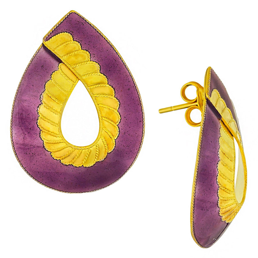 Vintage Laurel Inc Ribbon Gold-Vermeil Earrings