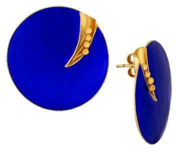 Vintage Laurel Inc Royal Blue Flower Gold-Vermeil Earrings