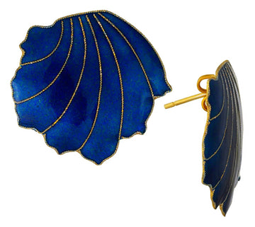 Vintage Laurel Inc Royal Blue Shell Gold-Vermeil Earrings