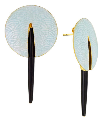 Vintage Laurel Inc White/Black Pendulum Gold-Vermeil Earrings