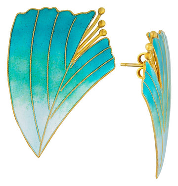 Vintage Laurel Inc Turquoise Magnolia Gold-Vermeil Earrings
