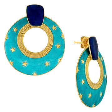 Vintage Laurel Inc Turquoise Moonshine Gold-Vermeil Earrings