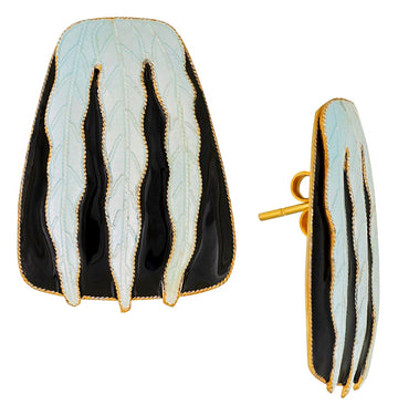 Vintage Laurel Inc Tuxedo Leaf Gold-Vermeil Earrings