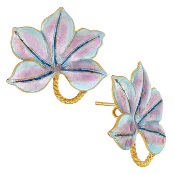 Vintage Laurel Inc Violet Buckeye Gold-Vermeil Earrings