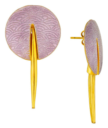 Vintage Laurel Inc Violet Pendulum Gold-Vermeil Earrings