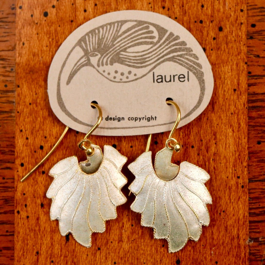 Vintage Laurel Inc White Feather Gold-Vermeil Dangles