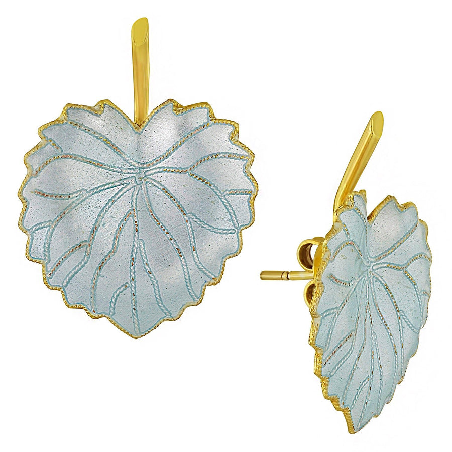 Vintage Laurel Inc White Poplar Leaf Gold-Vermeil Earrings