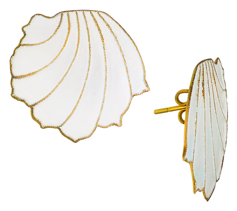 Vintage Laurel Inc White Shell Gold-Vermeil Earrings
