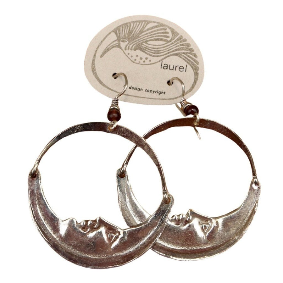 Vintage Laurel Large Articulating Moon Silver-Plate Earrings