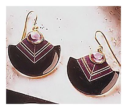 Vintage Shashi Amethyst Deco Gold-Vermeil Earrings