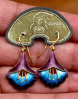 Vintage Shashi Angel's Trumpet Midnight Purple Earrings