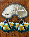 Vintage Shashi Art Deco Earrings with Yellow Flowers