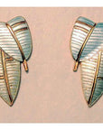 Vintage Shashi Deco Banana Leaf Gold-Vermeil Earrings