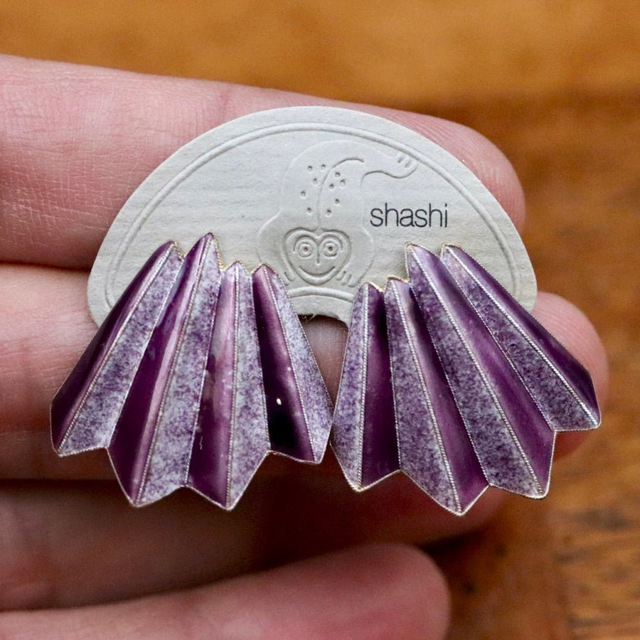 Vintage Shashi Eggplant Pencil Earrings
