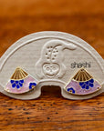 Vintage Shashi Enamel Fan Violet Earrings