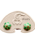 Vintage Shashi Enamel Flower Green Studs