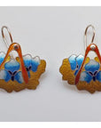 Vintage Shashi Feathers with Blue Flowers Silver Earrings