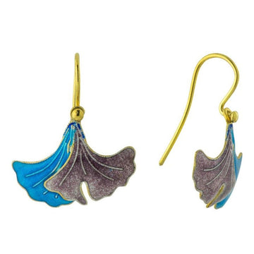 Vintage Shashi Gingko Leaf Ice Blue and Purple Earrings