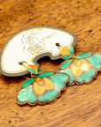 Vintage Shashi Green Orchid Earrings