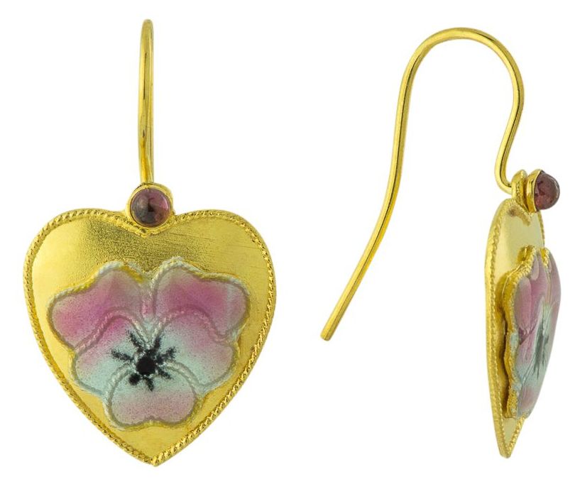 Vintage Shashi Hearts of Flower Gold-Vermeil Earrings