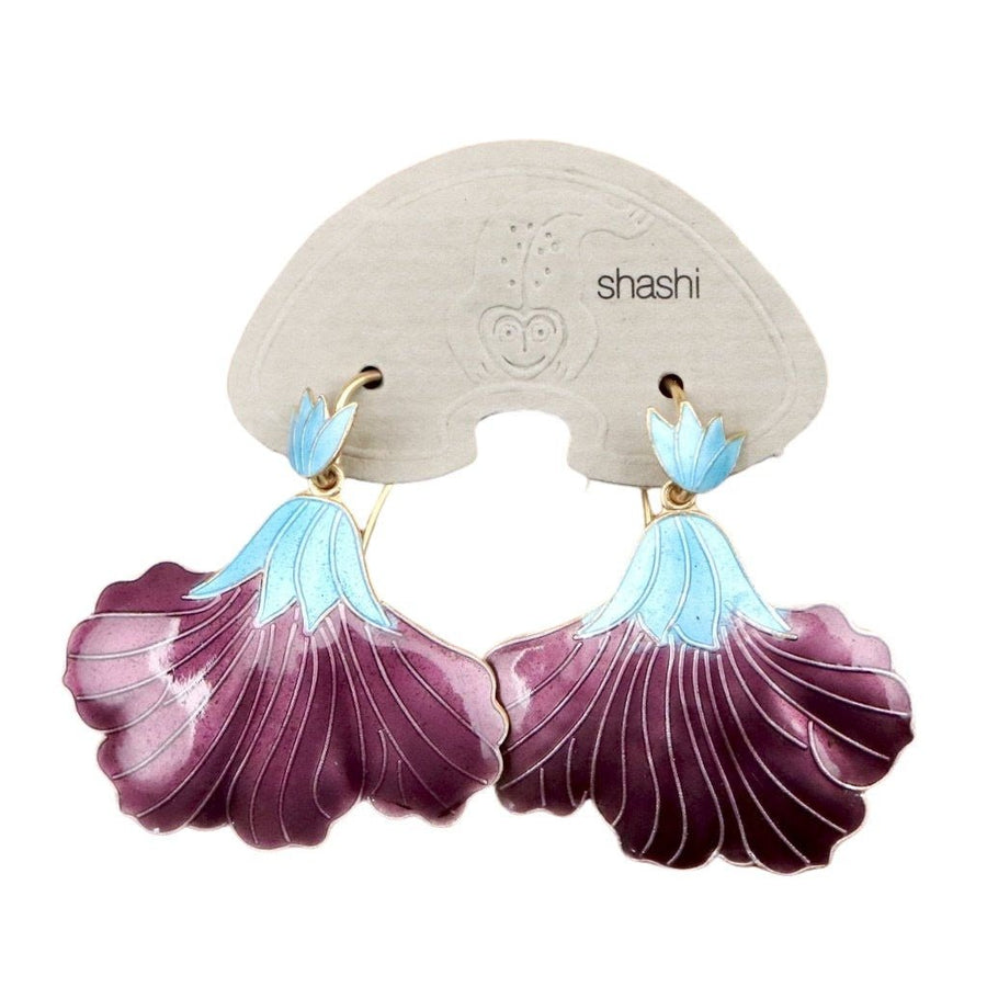 Vintage Shashi Iris Mauve and Ice Blue Gold-Vermeil Earrings
