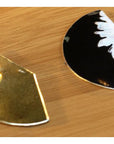 Vintage Shashi Kyoto Fan Leaf Black/White Vermeil Earrings