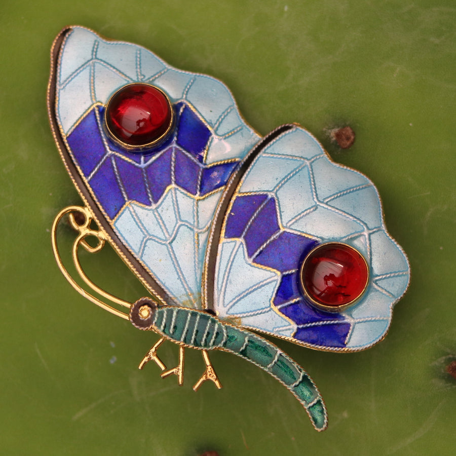 Vintage Shashi Le Grand Papillon Enamel Gold-Vermeil Brooch