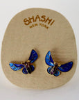 Vintage Shashi Le Petit Papillon Enamel Gold-Vermeil Earrings