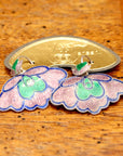Vintage Shashi Lilac and Green Orchid Earrings