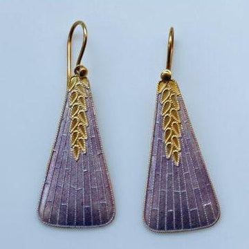 Vintage Shashi Long Deco in Lavender Gold-Vermeil Earrings
